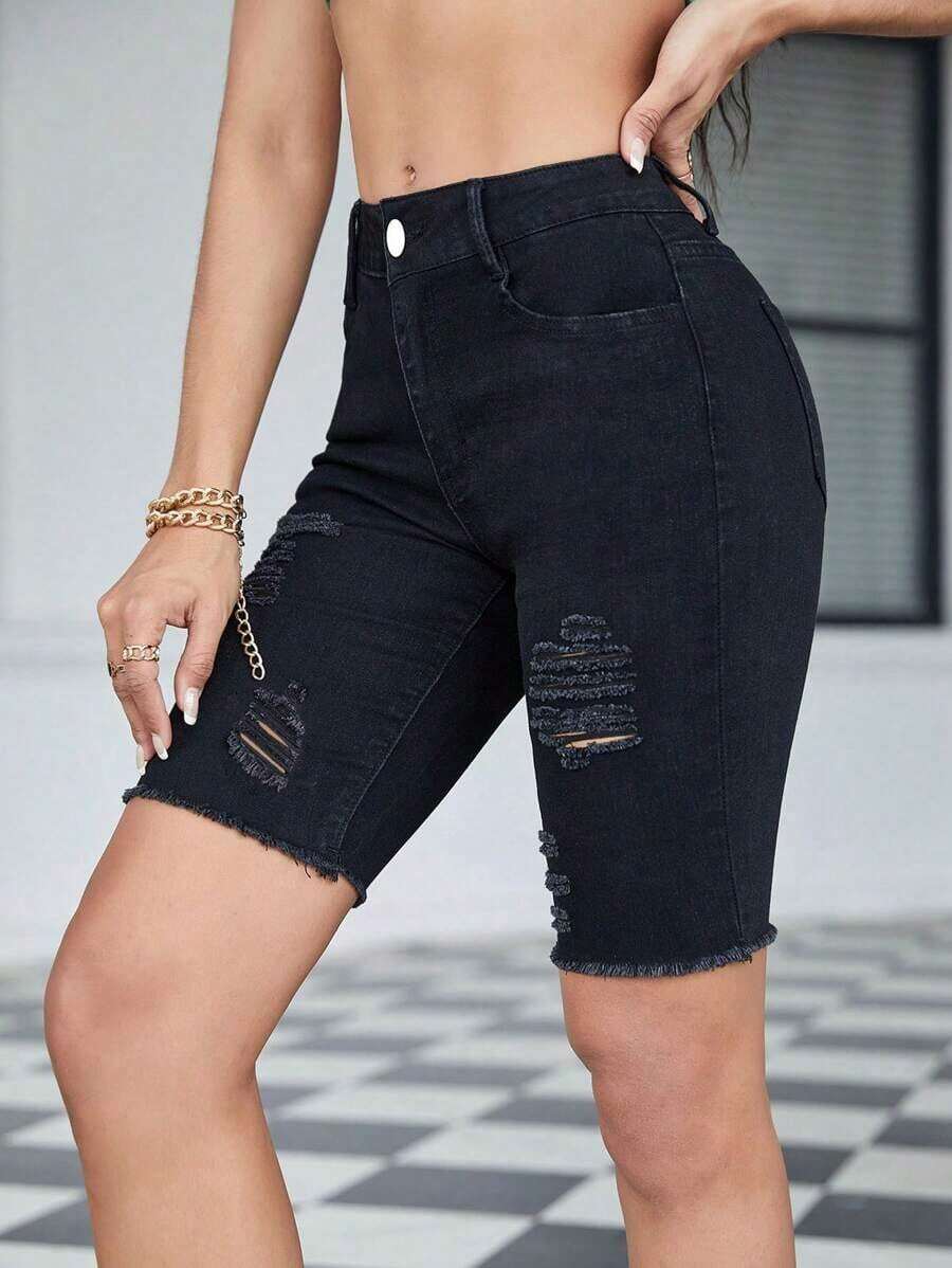 Womens Distressed White Denim  – обзор и цена Shorts Denim Frayed