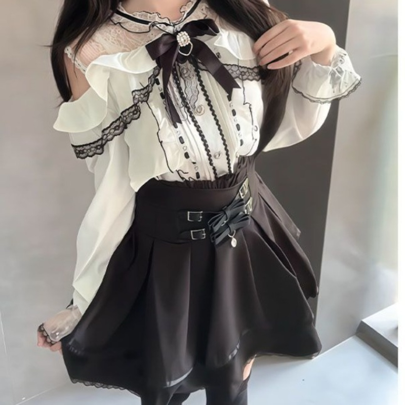 Japanese Gothic Y2k Lolita Sty – обзор и цена Blouse Off Shoulder