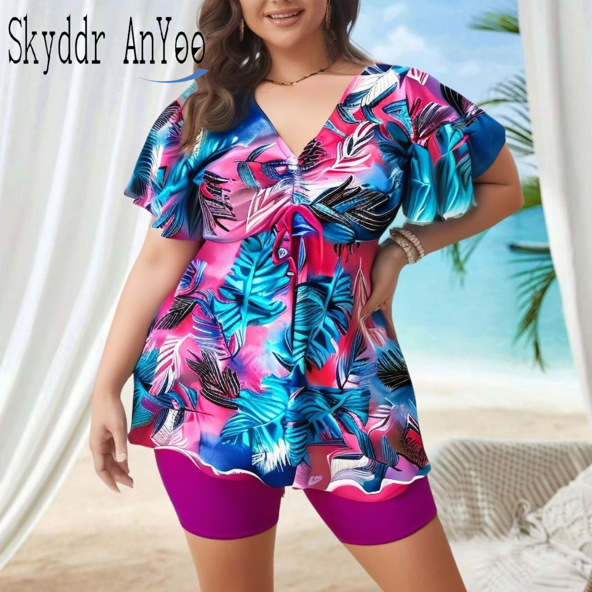 Women's Plus Size Tankini Swim – обзор и цена Romper Floral Print
