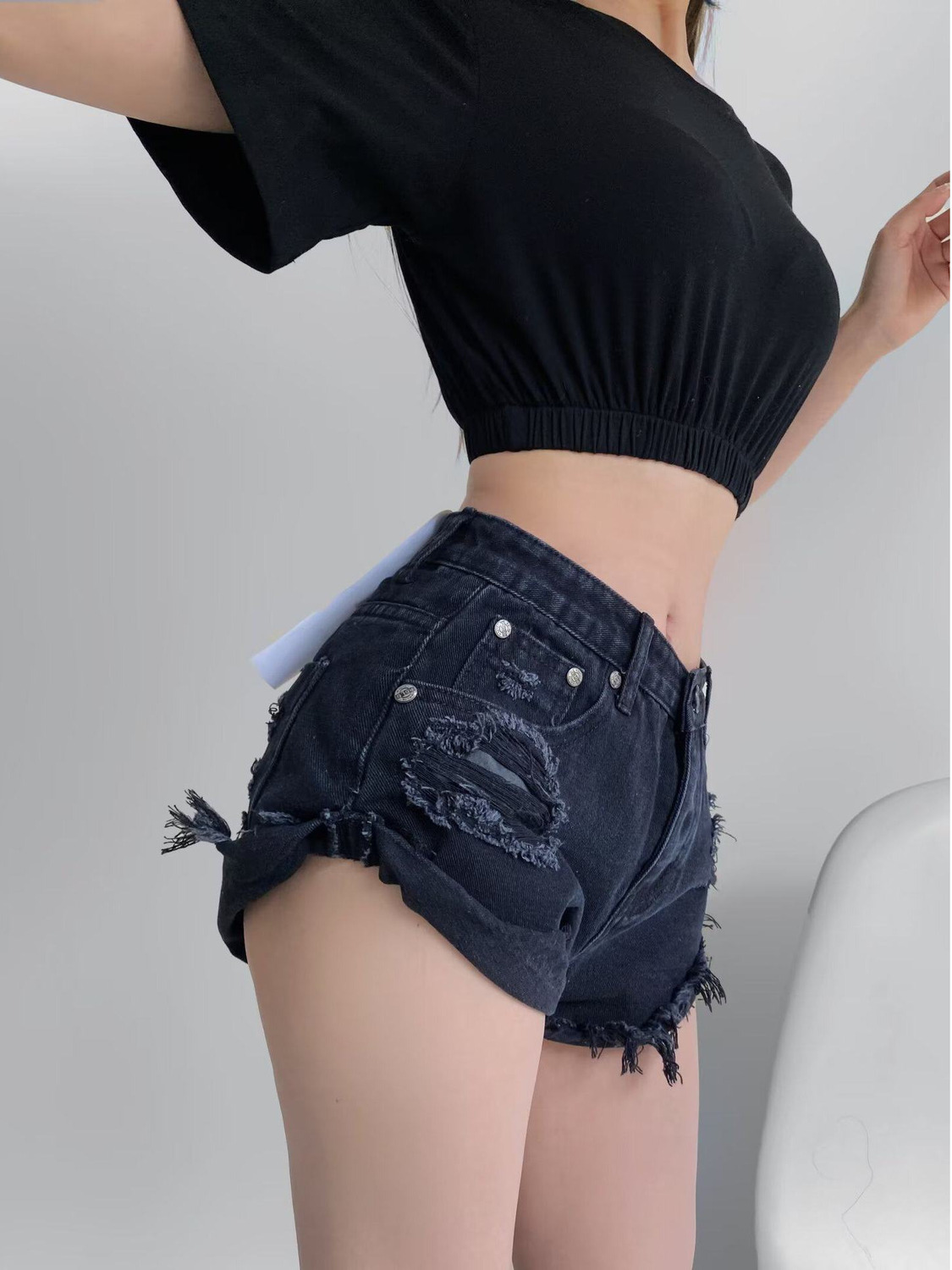 Women's Low Waist Distressed D – обзор и цена Shorts Denim Frayed