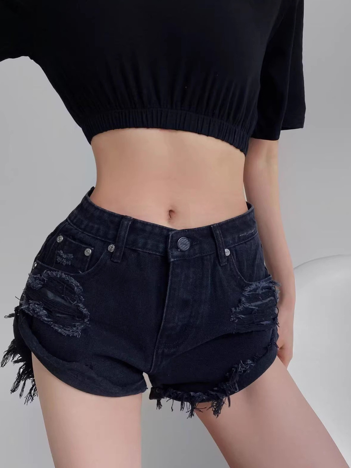 Women's Low Waist Distressed D – обзор и цена Shorts Denim Frayed
