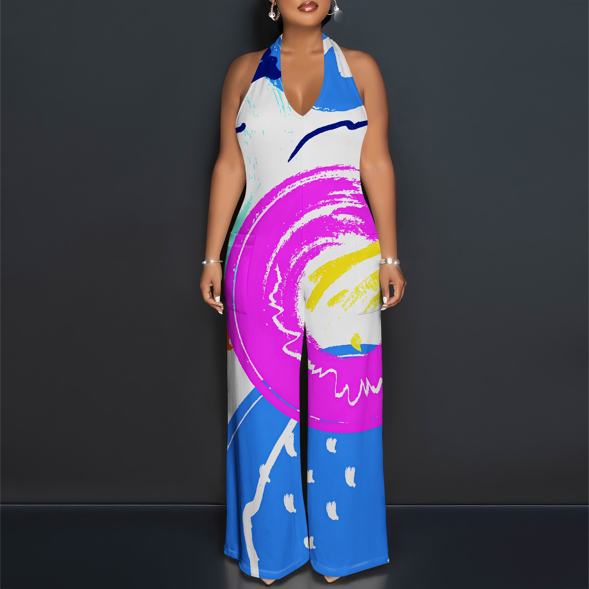 Bold Abstract Brushstroke Halt – обзор и цена Maxi Dress Halter