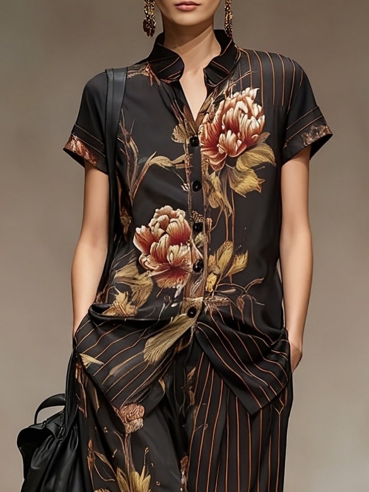 Chiffon Women Summer 2PCS Matc – обзор и цена Romper Floral Print