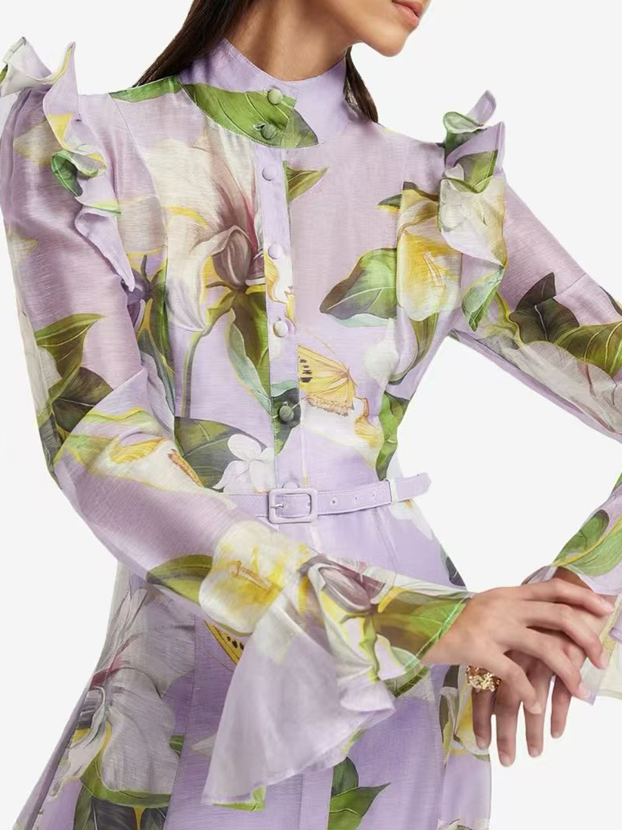 TWOTWINSTYLE Printing Spliced  – обзор и цена Linen Dress Wrap