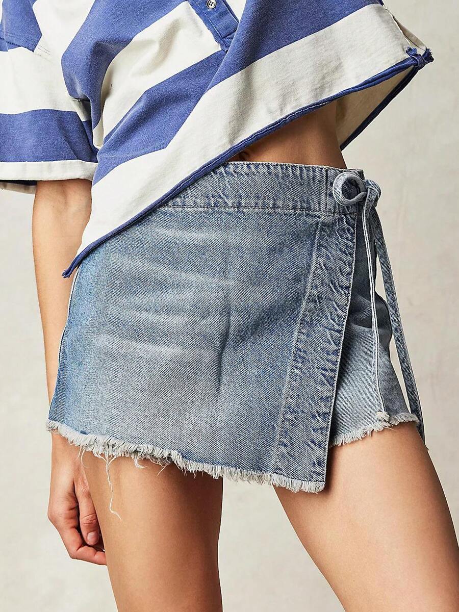 Women Denim Mini Skirt High Wa – обзор и цена Shorts Denim Frayed