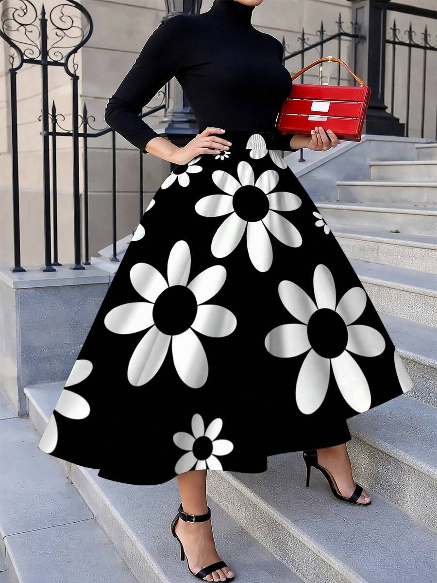 Oversized Womens Daisy Print M – обзор и цена Midi Skirt Floral