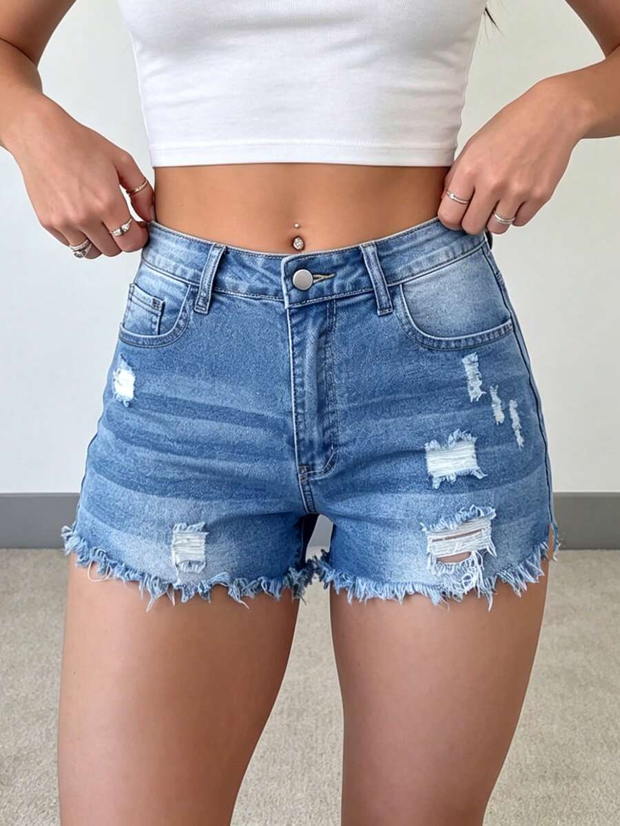 Womens Casual Distressed Denim – обзор и цена Shorts Denim Frayed