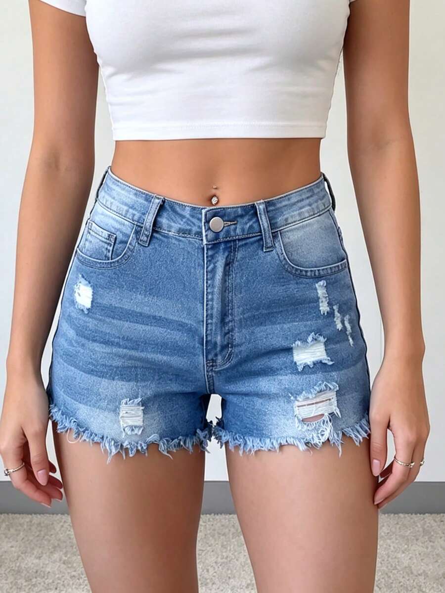 Womens Casual Distressed Denim – обзор и цена Shorts Denim Frayed