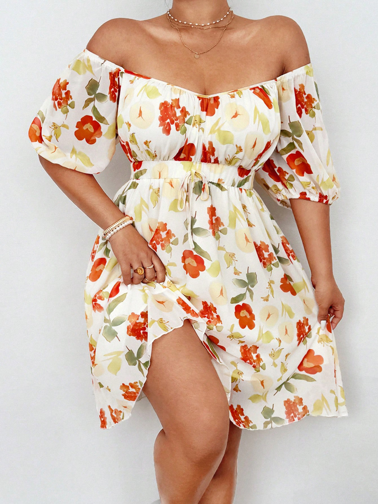 Plus Size Floral Print Square  – обзор и цена Romper Floral Print