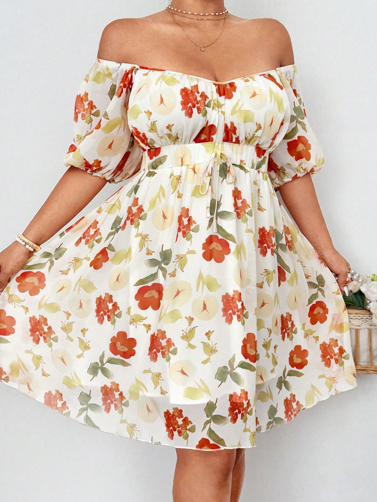 Plus Size Floral Print Square  – обзор и цена Romper Floral Print