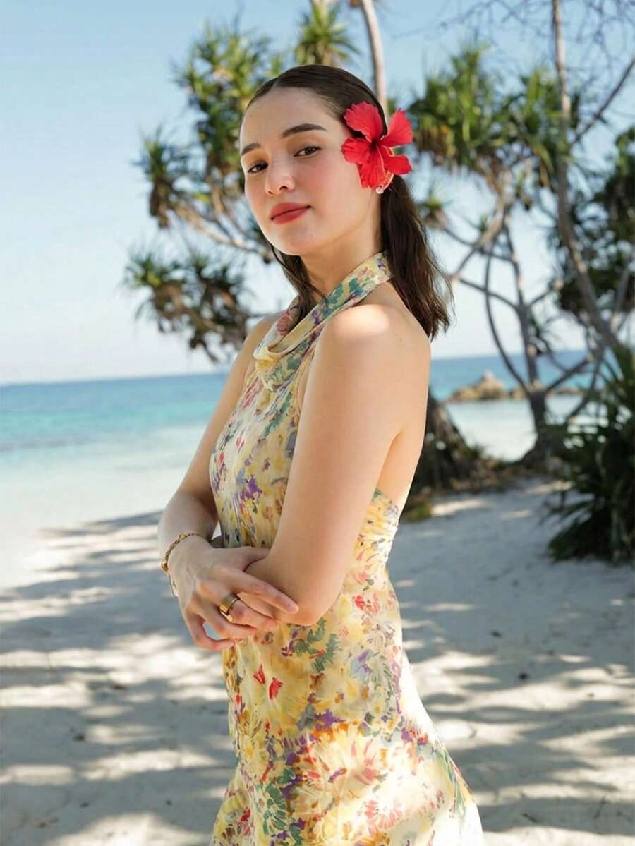Womens Floral Maxi Halter Back – обзор и цена Maxi Dress Halter