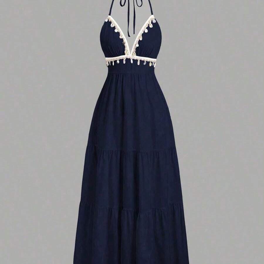 Womens Halter Neck Tiered Maxi – обзор и цена Maxi Dress Halter