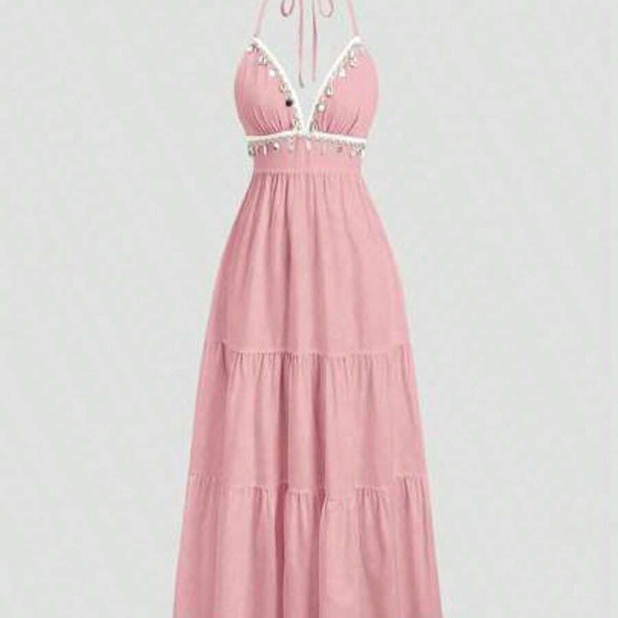 Womens Halter Neck Tiered Maxi – обзор и цена Maxi Dress Halter