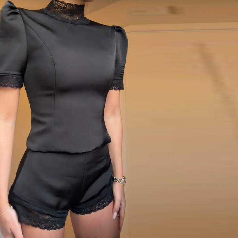 New Satin Lace Edge Top Short  – обзор и цена Blouse Off Shoulder